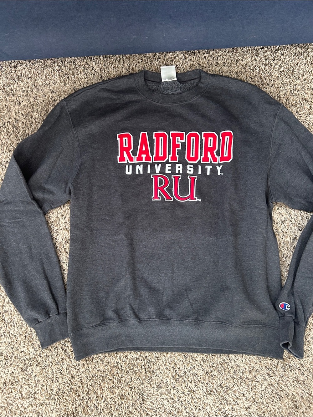 Champion Charcoal Crewneck Sweatshirt with Embroidered Radford University Large